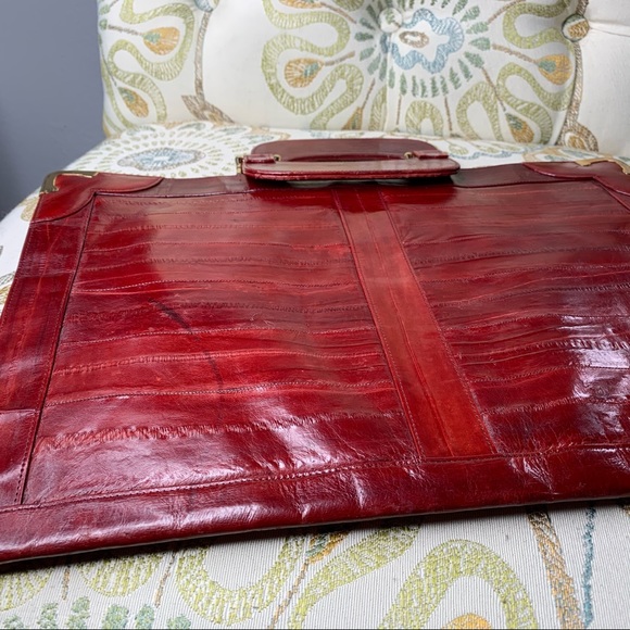 Vintage Eel Skin Red Briefcase Portfolio Bag - Picture 4 of 6